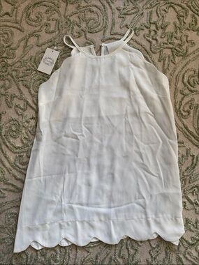 Women's White Scallop-Hem Tank Top